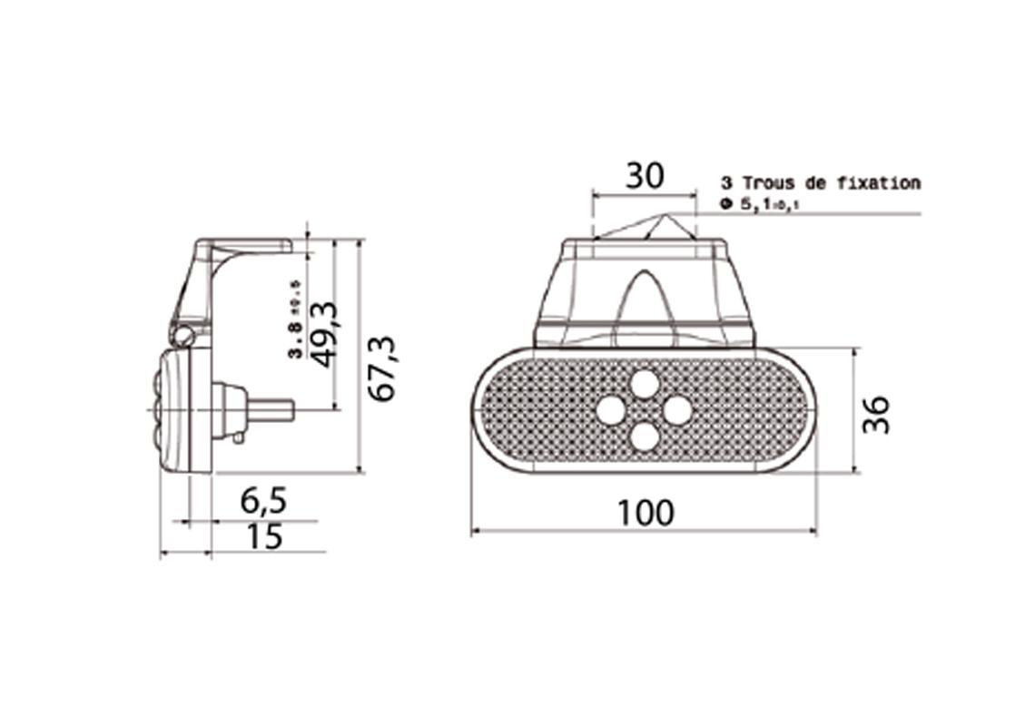 Side marker lamp LED 24V amber 